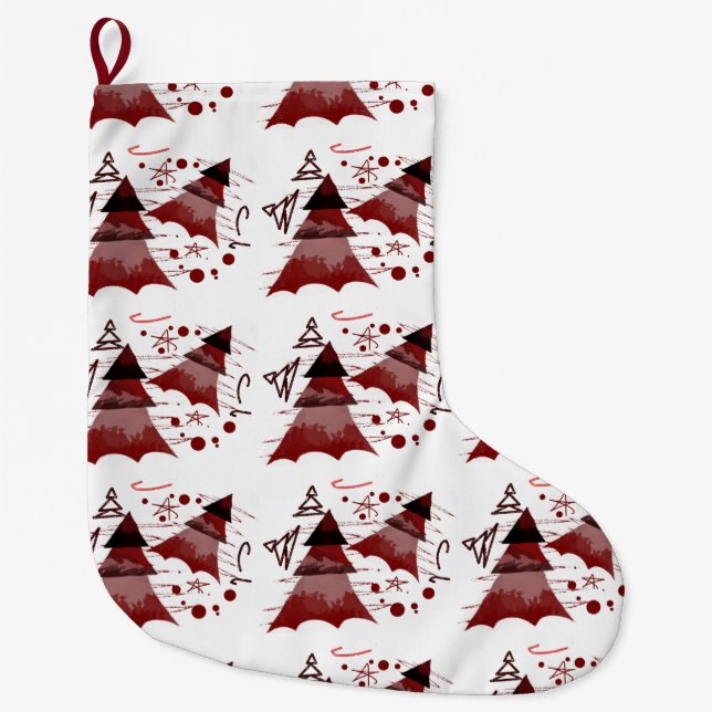 Grande Chaussette De Noël Motif d'arbres de Noël (Devant)