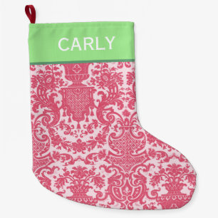 Grande Chaussette De Noël Motif de défilement rose