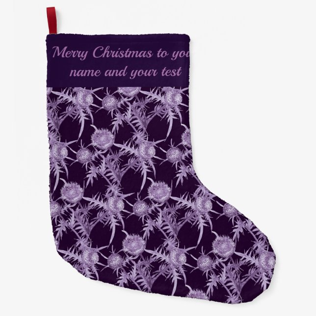 Grande Chaussette De Noël Motif de fleur violette de chardon (Devant)