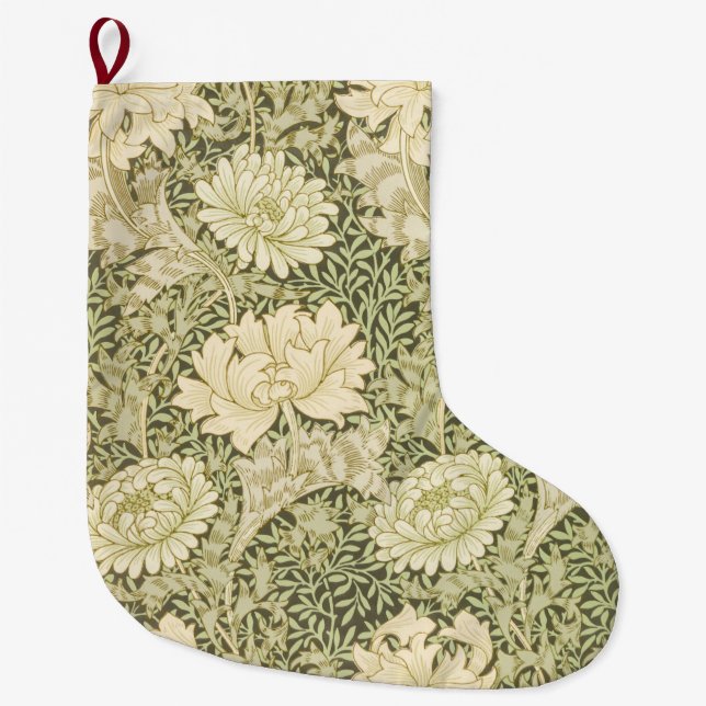 Grande Chaussette De Noël Motif de fleurs de Chrysanthemum (par William Morr (Devant)