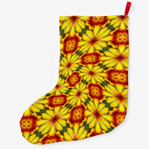 Grande Chaussette De Noël Motif de fleurs d'or