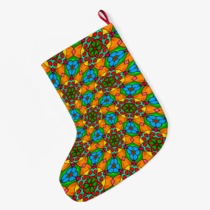Grande Chaussette De Noël Motif de fleurs esthétiques