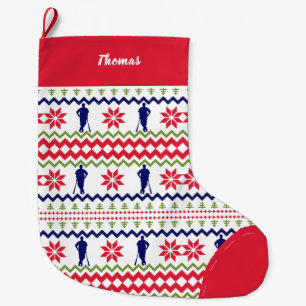 Grande Chaussette De Noël Motif de joueur de baseball de style nordique pour