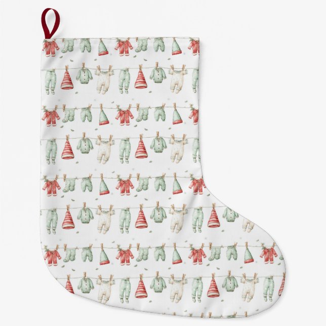 Grande Chaussette De Noël Motif de lessive de lutin  (Devant)