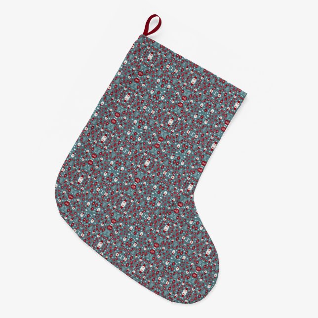 Grande Chaussette De Noël Motif de Noël (Devant (Accrochage))