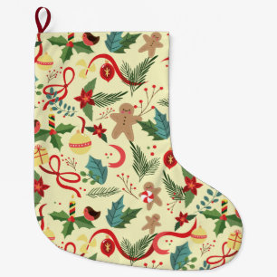 Grande Chaussette De Noël Motif de Noël