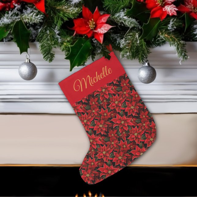 Grande Chaussette De Noël Motif de Noël des Fêtes Rouges (Créateur téléchargé)
