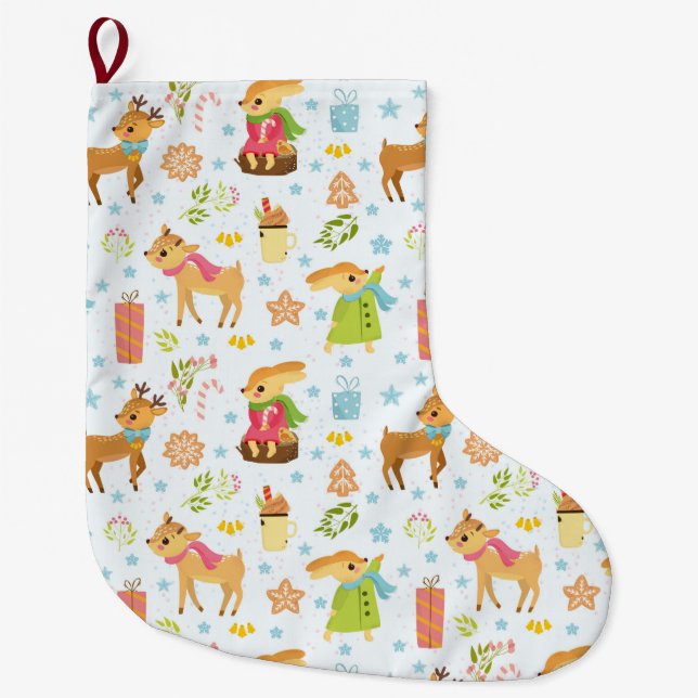 Grande Chaussette De Noël Motif de Noël mignon (Devant)