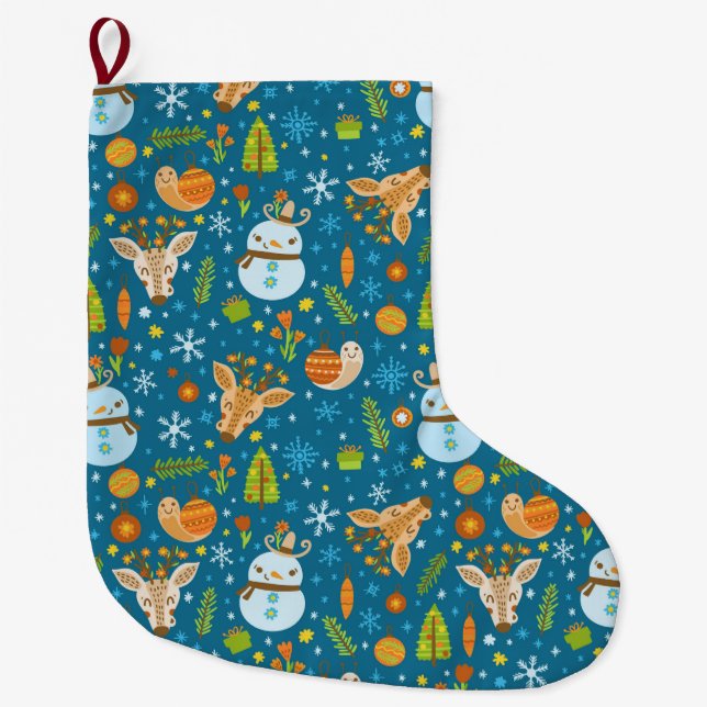 Grande Chaussette De Noël Motif de Noël mignon (Devant)