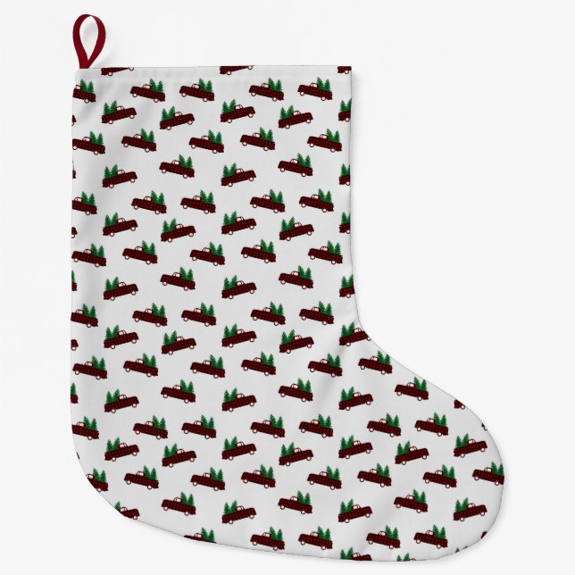 Grande Chaussette De Noël Motif de Noël rouge  (Devant)