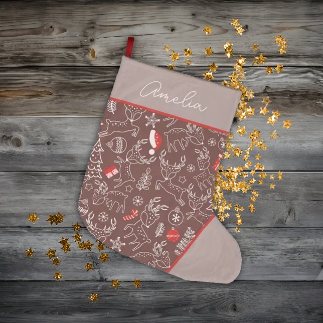 Grande Chaussette De Noël Motif de rennes de Noël personnalisé (Créateur téléchargé)