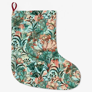 Grande Chaussette De Noël Motif de tulipe paoné crocus William Morris au pas