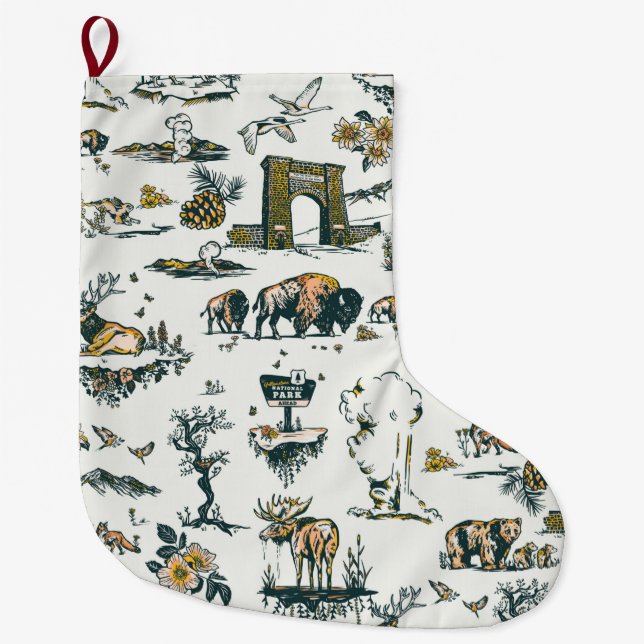 Grande Chaussette De Noël Motif faunique du parc national Yellowstone (Devant)