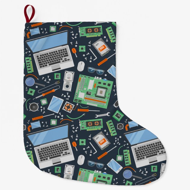 Grande Chaussette De Noël MOTIF informatique (Devant)