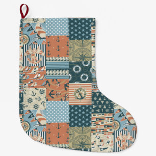 Grande Chaussette De Noël Motif nautique