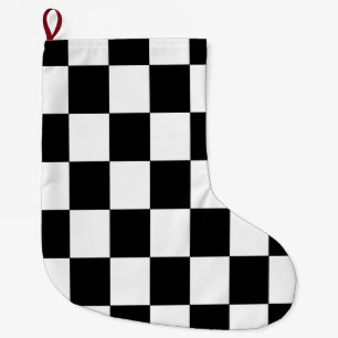 Grande Chaussette De Noël Motif noir et blanc classique