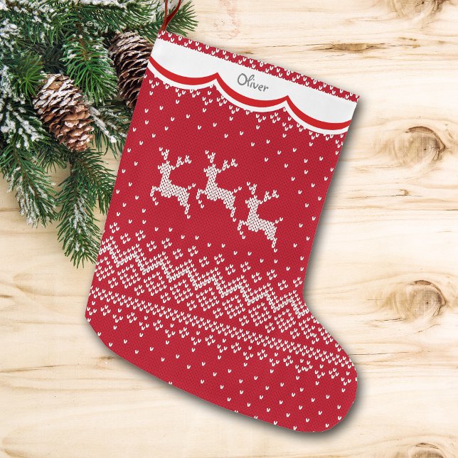 Grande Chaussette De Noël Motif nordique de trois rennes (Créateur téléchargé)