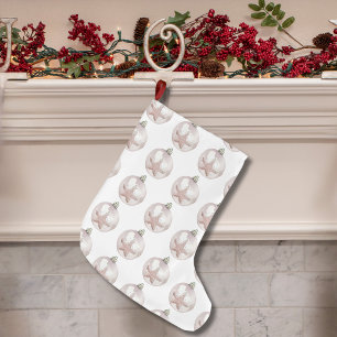 Grande Chaussette De Noël Motif ornemental rose pâle