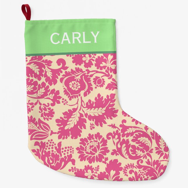 Grande Chaussette De Noël Motif rose Chintz (Devant)