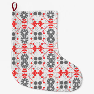 Grande Chaussette De Noël Motif runique de l'art populaire scandinave
