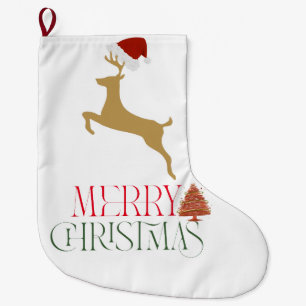 Grande Chaussette De Noël Motif scandinave de Noël chic