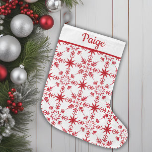 Grande Chaussette De Noël Motif scandinave traditionnel rouge et blanc