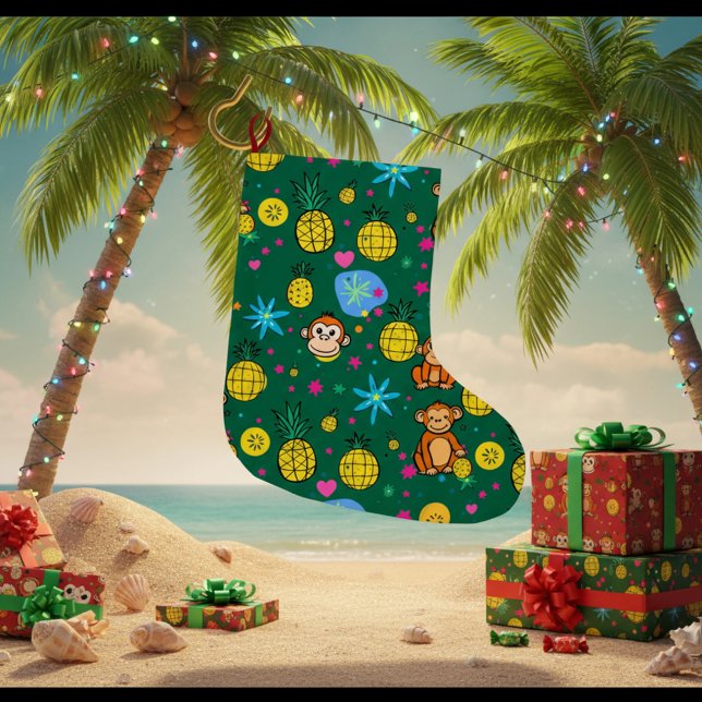 Grande Chaussette De Noël Motif Singe en Affaire (Créateur téléchargé)
