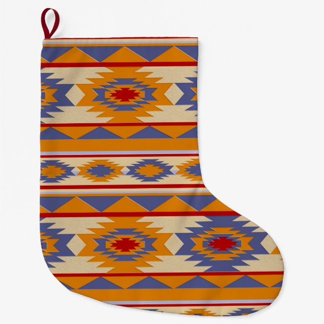 Grande Chaussette De Noël Motif tribal du Sud-Ouest (Devant)