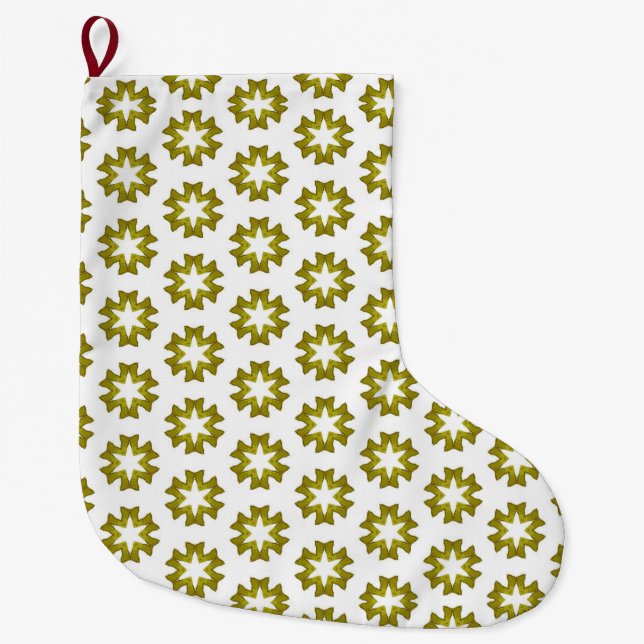 Grande Chaussette De Noël Motif Vert Olive (Devant)
