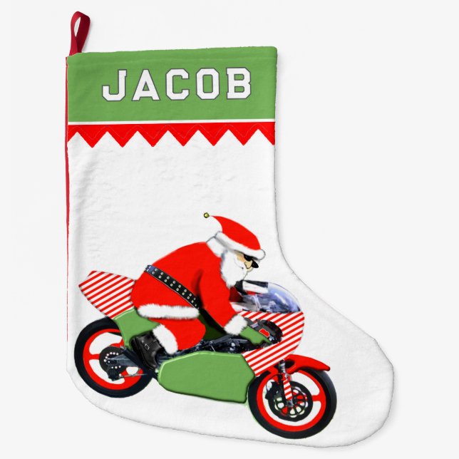 Grande Chaussette De Noël Motorcycliste (Devant)