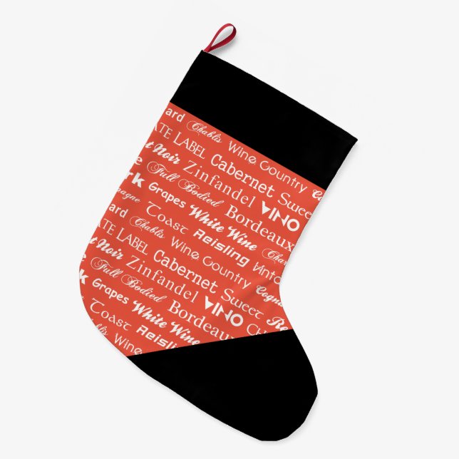 GRANDE CHAUSSETTE DE NOËL MOTS DE VIN (Devant (Accrochage))