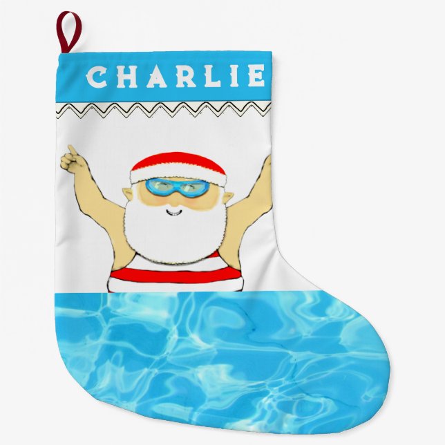 Grande Chaussette De Noël Nage personnalisé Grand stock de Noël (Devant)