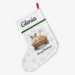 Grande Chaussette De Noël Nativité de Noël Pembroke Welsh Corgi (rouge1) Amu