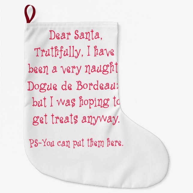 Grande Chaussette De Noël Naughty Dogue de Bordeaux (Devant)