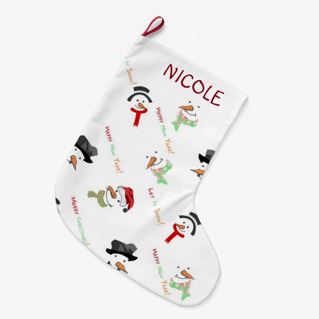 Grande Chaussette De Noël Neige (Devant (Accrochage))