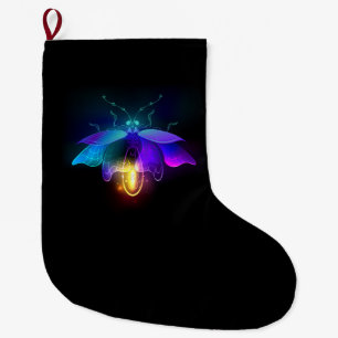 Grande Chaussette De Noël Neon Firefly sur noir