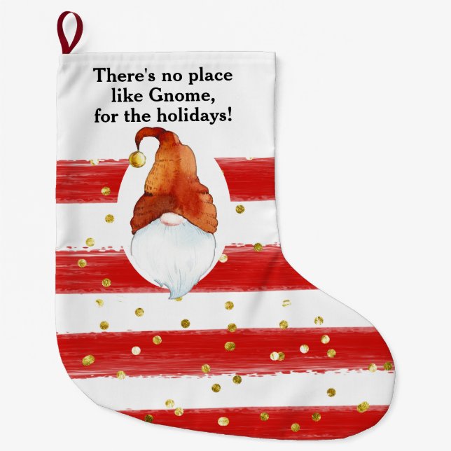 Grande Chaussette De Noël No Place Like Gnome Custom Christmas Stocking (Devant)