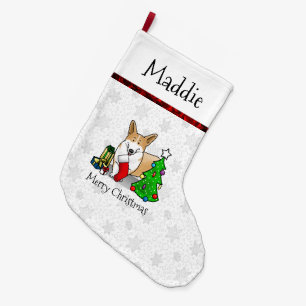 Grande Chaussette De Noël Noël 2 Pembroke Welsh Corgi (rouge 1) Tree Cute