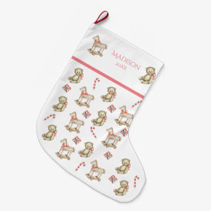 Grande Chaussette De Noël Noël Aquarelle Nom Pour Son Année Rose