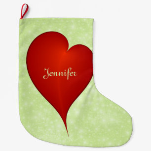 Grande Chaussette De Noël Noël avec amour vert clair rouge Nom du coeur