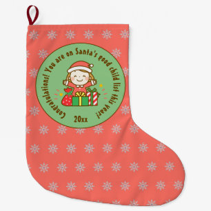 Grande Chaussette De Noël Noël belle liste Cadeau pour enfants de Santa Clau