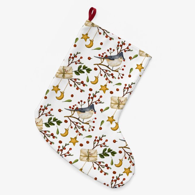 Grande Chaussette De Noël Noël Bluejay Grand Noël Stocker (Devant (Accrochage))