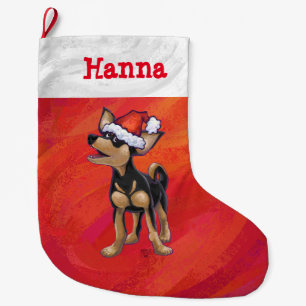 Grande Chaussette De Noël Noël Chihuahua en rouge
