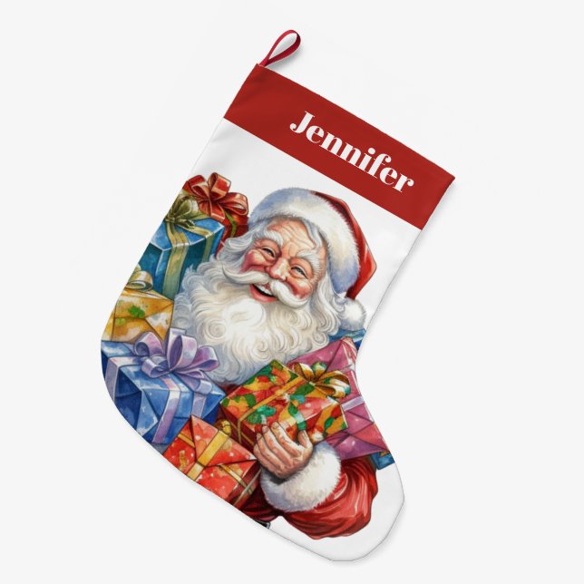 Grande Chaussette De Noël Noël classique de Jolly Santa Claus (Devant (Accrochage))
