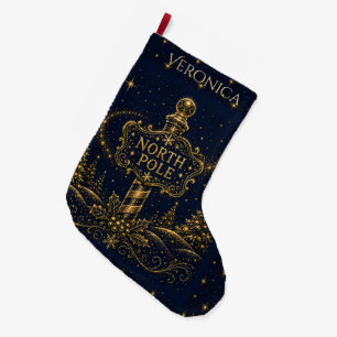 Grande Chaussette De Noël Noël dans les Étoiles Pôle Nord