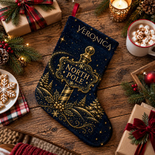 Grande Chaussette De Noël Noël dans les Étoiles Pôle Nord