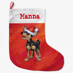 Grande Chaussette De Noël Noël de chiwawa sur le rouge