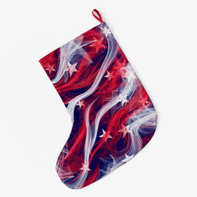 Grande Chaussette De Noël Noël de drapeau américain stockant le double a (Dos (Accrochage))