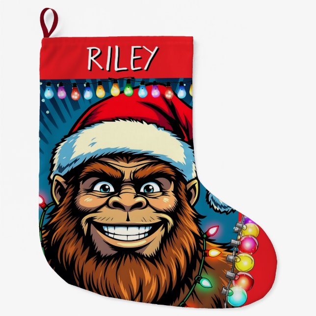 Grande Chaussette De Noël Noël drôle Bigfoot Personnalisé (Devant)
