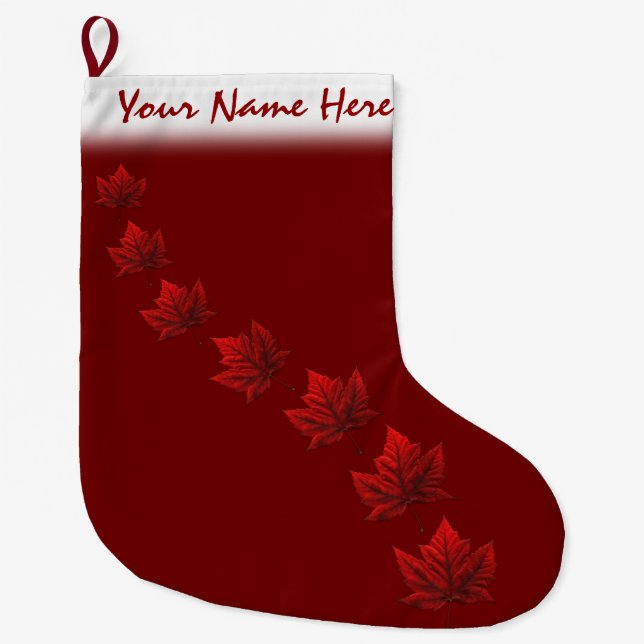Grande Chaussette De Noël Noël du Canada stockant des bas de feuille (Devant)
